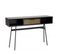 Alma - Console Noire 130x35cm 2 Niches 1 Tiroir Marron Foncé Pieds Métal Noir