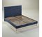 Ensemble Matelas Mousse Mi-ferme + Sommier +Tête De Lit L'incontournable 140x190cm Blanc, Bleu Foncé