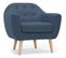 Fauteuil Scandinave Tissu "lopy" 78cm Bleu