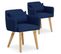 Lot De 2 Fauteuils Scandinave "alan" 70cm Bleu