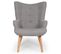 Fauteuil et Pouf Scandinave "orle" 98cm Gris Clair