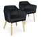 Lot De 2 Fauteuils Velours "scanda" 70cm Noir