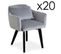 Lot De 20 Fauteuils En Velours "scanda" 70cm Argent