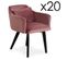 Lot De 20 Fauteuils En Velours "scanda" 70cm Rose