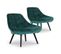 Lot De 2 Fauteuils En Velours "johan" 102cm Vert