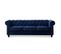 Canapé 3 Places Velours "chesterfield" 209cm Bleu