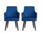 Lot De 2 Fauteuils En Velours "gitega" 84cm Bleu