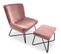 Fauteuil et Pouf En Velours "giergo" 93cm Rose