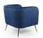 Fauteuil Design En Velours "reuben" 75cm Bleu