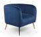 Fauteuil Design En Velours "reuben" 75cm Bleu