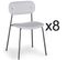 Lot De 8 Chaises Design "tyler" 80cm Gris