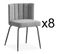 Lot De 8 Chaises Design Bouclette "irina" 79cm Gris