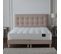 Ensemble Comete + Tete De Lit Capitonnee Matelas Ressorts Ensaches Rose Poudre 180x200cm