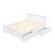 Lit double en bois de pin massif 140x200, avec tiroirs de rangement, structure blanche