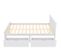 Lit double en bois de pin massif 140x200, avec tiroirs de rangement, structure blanche