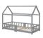 Lit enfant cabane 90x200 et sommier à lattes, protection contre les chutes, en bois massif de pin