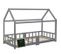 Lit enfant cabane 90x200 et sommier à lattes, protection contre les chutes, en bois massif de pin