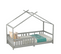 Lit cabane pour enfant 200x90, en bois massif avec sommier à lattes et protection contre chute, gris