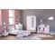 Lit 90x190 cm ETOILES 2 Gris, rose et blanc