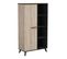 Vitrine 1 Porte + 4 Niches - Décor Chene Et Noir - L 83 X P 39,2 X H 153,9 Cm - Wayne