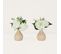 Bouquet Artificiel De Fleurs Blanches En Pot 25cm Lot De 2