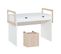 Bureau 2 Tiroirs Avec Cube De Rangement à Suspendre - Blanc Et Bois