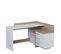 Bureau D'angle 3 Tiroirs L129 X H83 Cm - Effet Bois Et Blanc