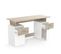 Bureau Double Caisson L134,8 Cm - Décor Bois Clair Et Blanc