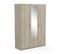 Armoire 3 Portes 1 Miroir Et Penderie Effet Bois - L134 X H192 Cm