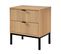 Table De Chevet 2 Tiroirs Effet Lattes De Bois - H51 Cm