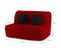 Banquette BZ - Tissu Rouge + 2 Coussins Noir - L 140 X P 99 X H 98 Cm - Made In France - Alice