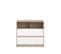 Commode 2 tiroirs 1 niche SHELTER Imitation chêne et blanc