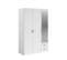 Armoire Varia - Décor Blanc - 3 Portes Battantes + Miroir + 2 Tiroirs - L 120 X H 185 X P 51 Cm