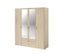 Armoire Varia - Décor Chêne - 4 Portes Battantes + 2 Miroirs + 2 Tiroirs - L 160 X H 185 X P 51 Cm