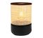 Lampe Typha Base Bois Noir Abat-jour Rotin