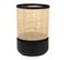 Lampe Typha Base Bois Noir Abat-jour Rotin