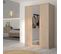 Armoire 3 Portes 1 Miroir Effet Bois H200 X L136 Cm