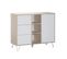 Commode 3 Tiroirs 1 Porte 3 Niches Happy - Blanc Et Bois