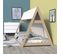 Lit Cabane Tipi 90x190 + 1 Toile + 1 Sommier / Brut