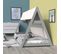 Lit Cabane Tipi 90x190 + 1 Toile + 1 Sommier / Gris