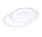 Lot De 6 Assiettes En Plastique Réutilisable "liseré" 19cm Blanc et Argent