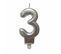 Bougie D'anniversaire "chiffre 3" 7cm Argent