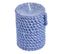 Bougie Pilier Effet Cordage "blue Wave" 8cm Bleu Foncé