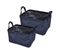 Lot De 2 Panières Rectangles "velvet" 32cm Bleu Foncé