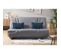 Banquette Clic-clac - 3 Places - Tissu Gris + Coussins Déco Bleu - Comfort Bultex