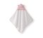 Serviette De Bain 80x80 Cm + Gant 15x21 Cm Blanc Et Rose - 100% Coton