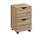 Meuble De Rangement Tour 2 Tiroirs Sur Roulettes Coloris Bois Naturel H. 56 Cm