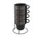 Lot De 4 Mugs En Faïence Déco Sur Rack En Métal Noir