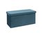 2 En 1 Pouf Pliant Double Et Coffre De Rangement En Velours Bleu 76 X 38 Cm