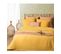 Parure De Lit 2 Personnes En Gaze De Coton Jaune Ocre 240 X 220 Cm Housse De Couette Avec 2 Taies